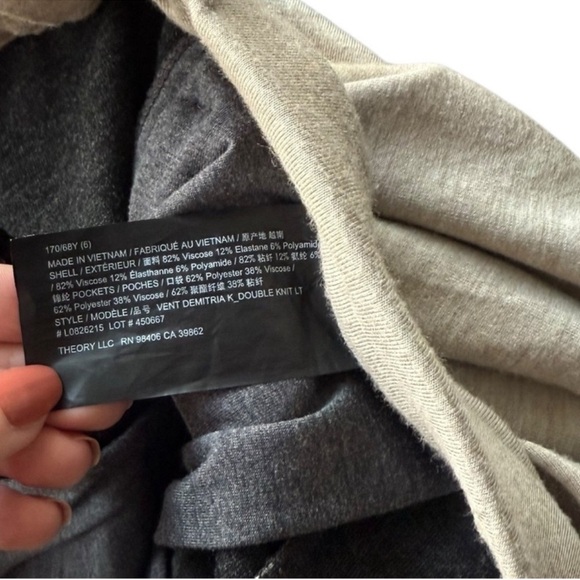 THEORY Slit Flared Demitria Pant in Double-Knit Jersey Oatmeal Size 6 - Picture 9 of 10